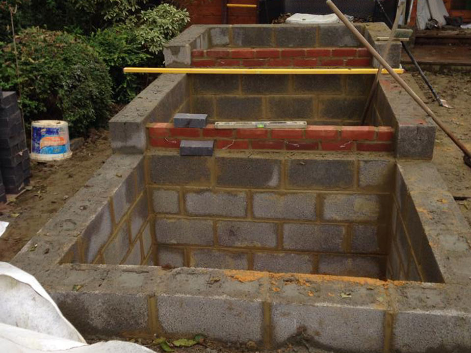 Garden design three tiered pond in build picture 6